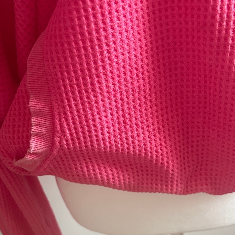 BiBi Hot Pink Acid Wash Waffle Knit Hoodie - Picture 2 of 7
